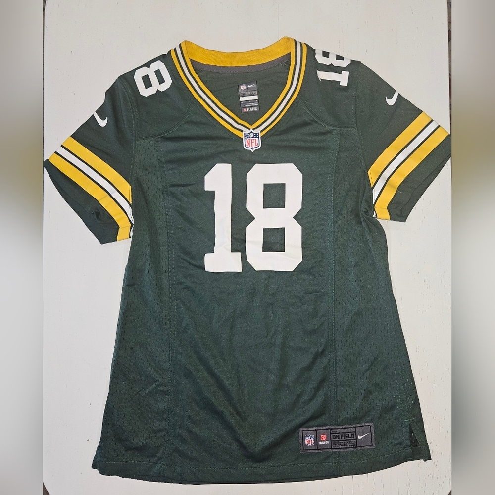 NFL Green and Yellow #18 Women's Jersey - Nike
